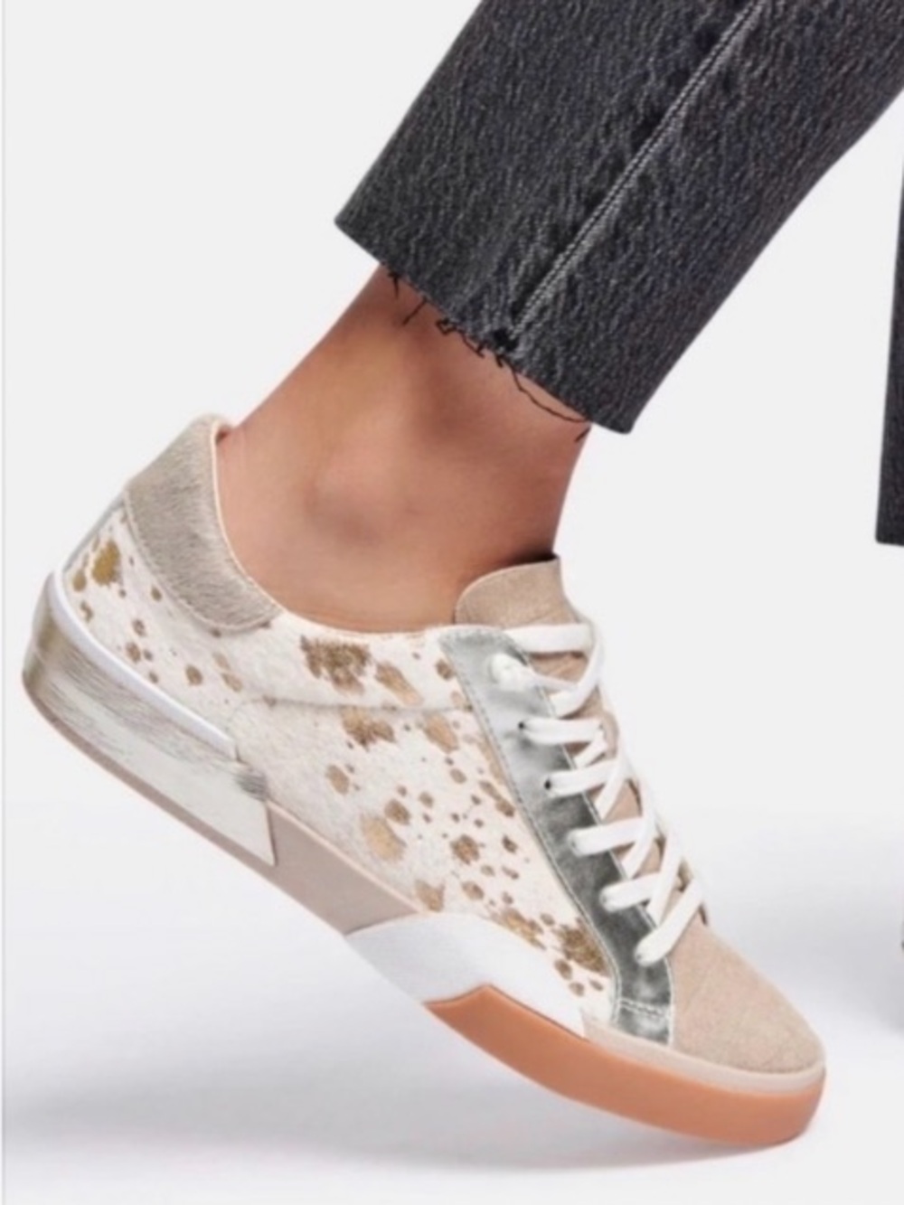 Dolce Vita Zina Sneakers in Dune Metallic Calf Hair